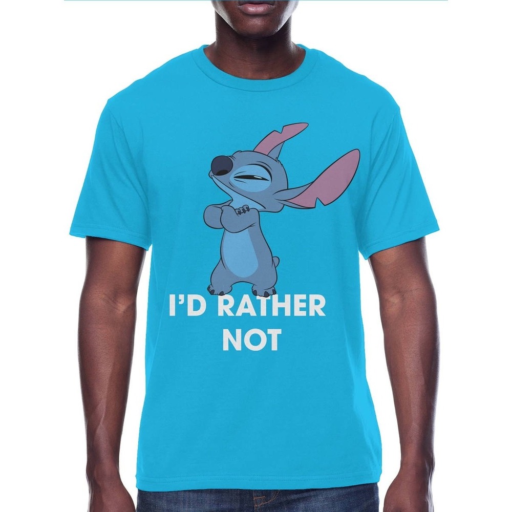 Disney Stitch Id Rather Not Graphic T-Shirt Mens 3XL Blue Gildan 5000 NWT